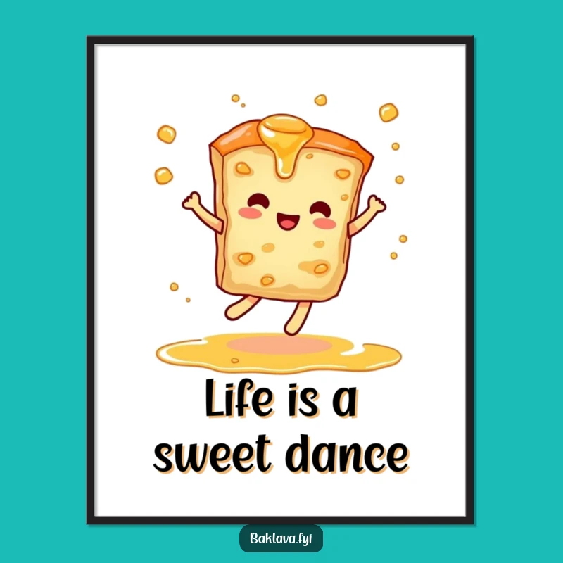 Free Printable Wall Art: Dancing Baklava - Fun Syrupy Decor Downloadable