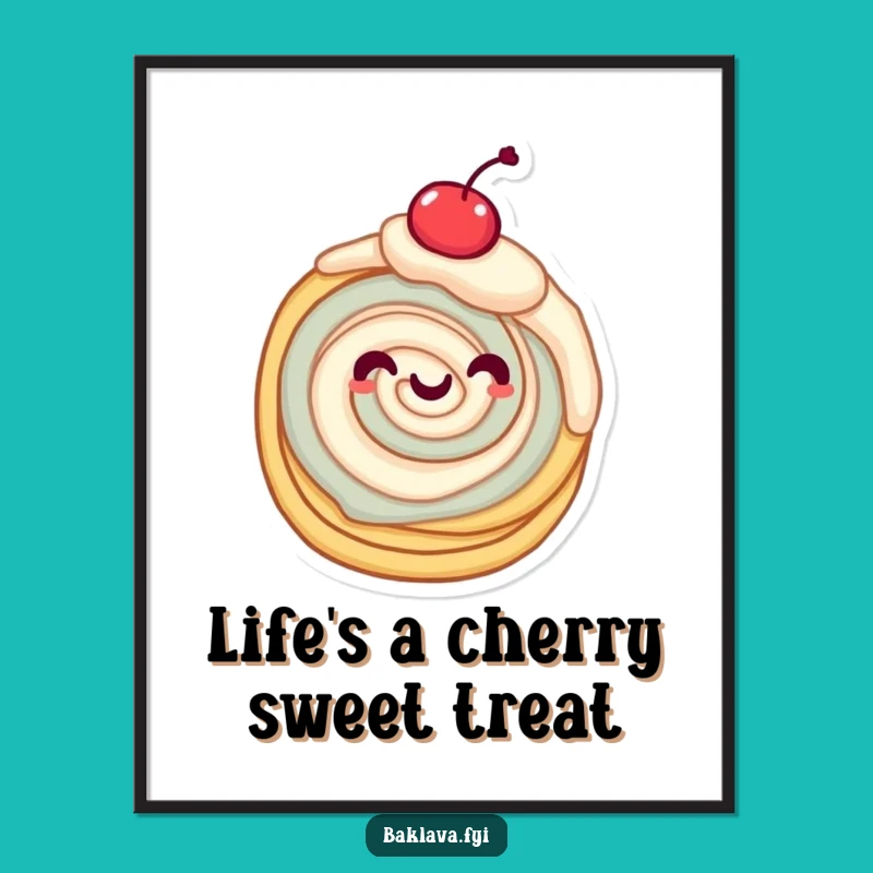 Free Printable Wall Art - Twirling Pastry Cherry Funny Downloadable Decor