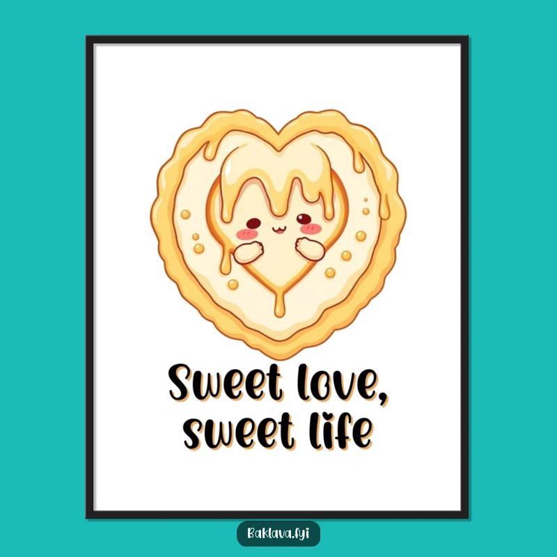 Funny Free Printable Wall Art: Honey Heart Baklava, Sweet Downloadable Decor