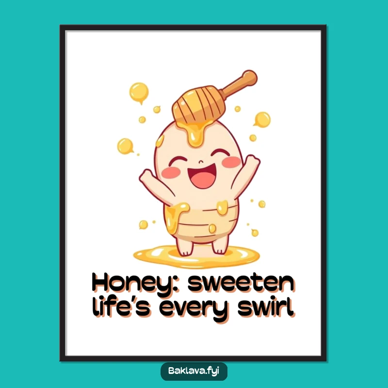 Free Printable Honey Dipper Wall Art: Funny Swirling Dessert Downloadable Art Print