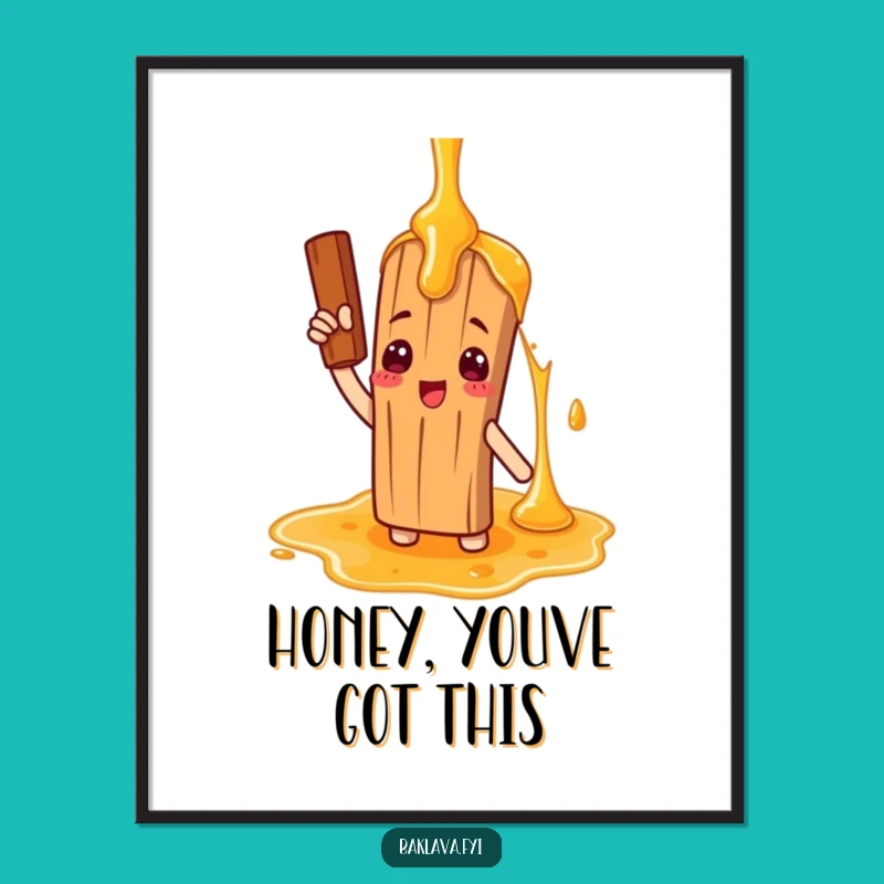 Funny Free Printable Wall Art: Cinnamon Stick Saluting Honey, Humorous Downloadable Decor