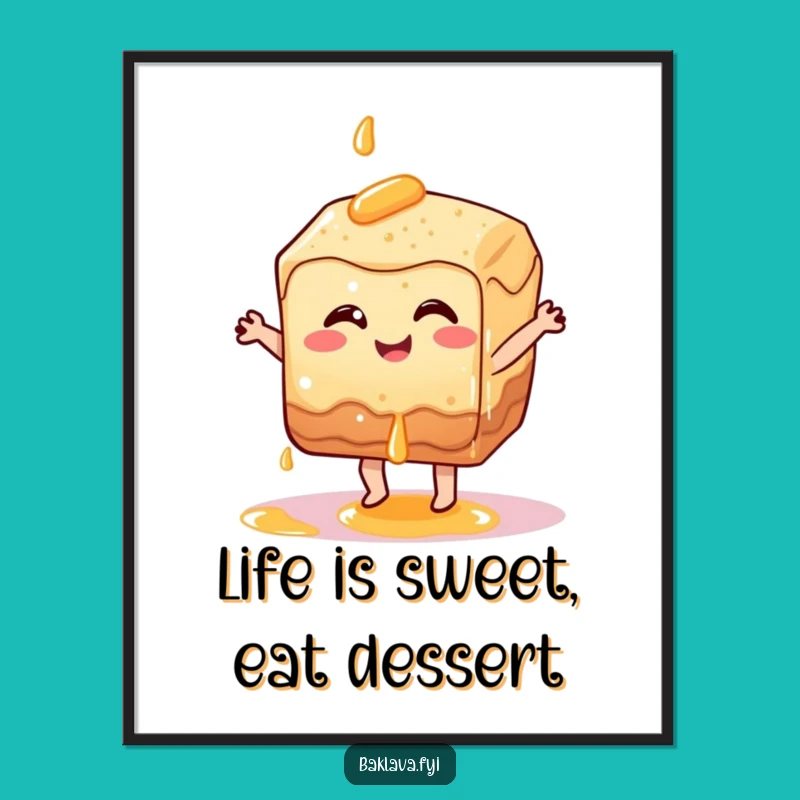 Free Printable Wall Art - Dancing Baklava Dessert Funny Downloadable Decor