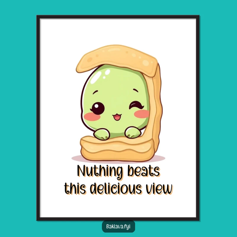 Funny Free Printable Wall Art: Shy Pistachio Baklava Downloadable Decor