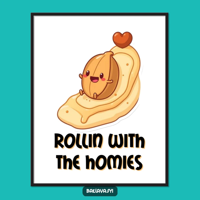 Funny Free Printable Wall Art: Nut Rolling Down Pastry, Humorous Downloadable Decor