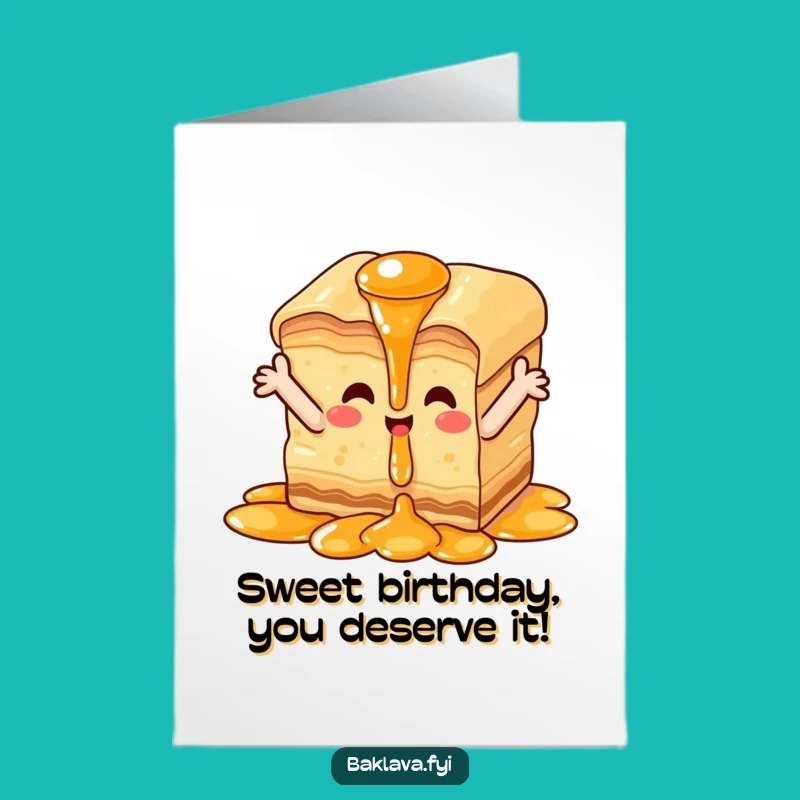 Free Printable Birthday Card: Happy Baklava, Sweet Downloadable Gift