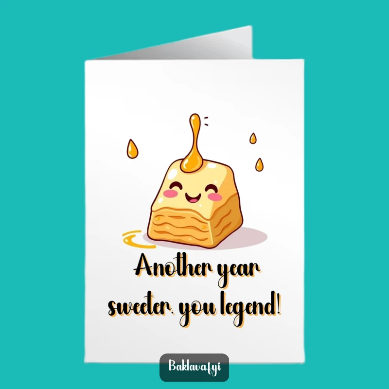 Free Printable Birthday Card: Juggling Baklava Syrup Fun Downloadable