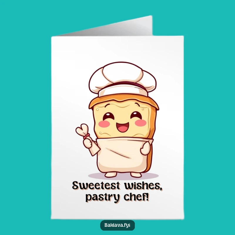 Free Printable Chef Baklava Birthday Card: Funny Downloadable Gift for Foodies