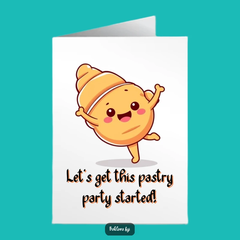 Free Printable Croissant Birthday Card - Funny Cartwheel Pastry Downloadable Gift