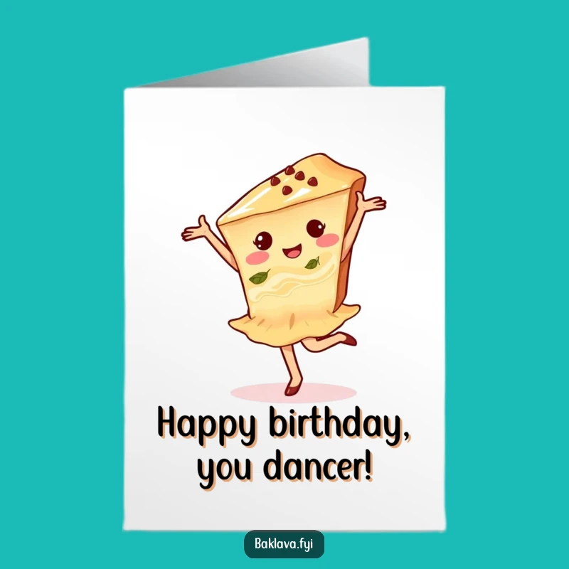Free Printable Dancing Baklava Birthday Card: Funny Downloadable Gift for Celebrations