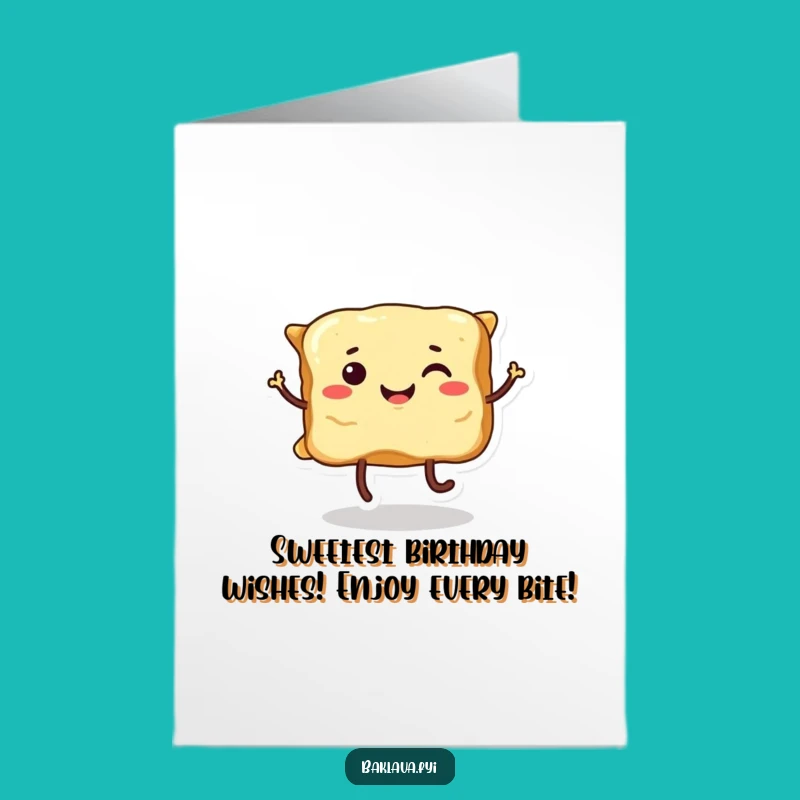 Free Printable Funny Birthday: Dancing Baklava Treat Card, Downloadable Delight