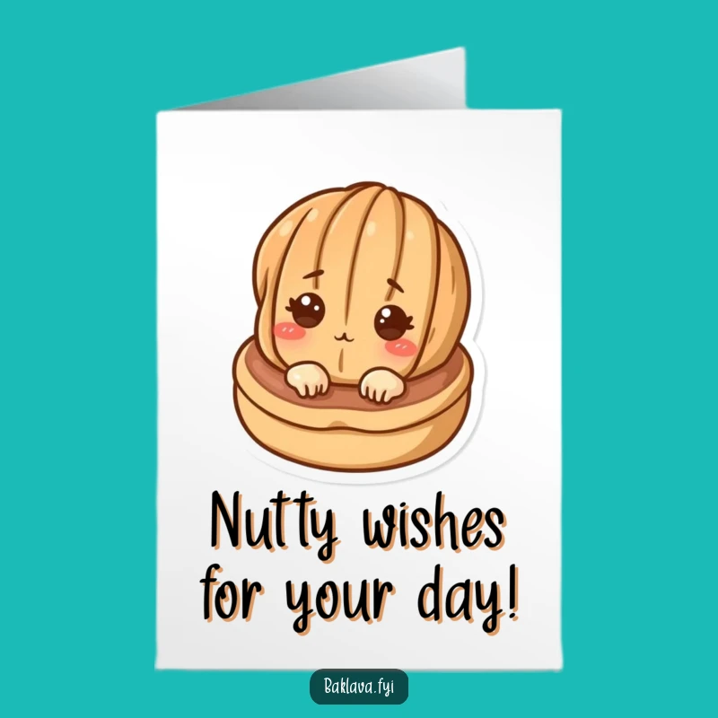 Free Printable Walnut Birthday Card: Funny Cartoon Downloadable Gift for Friends
