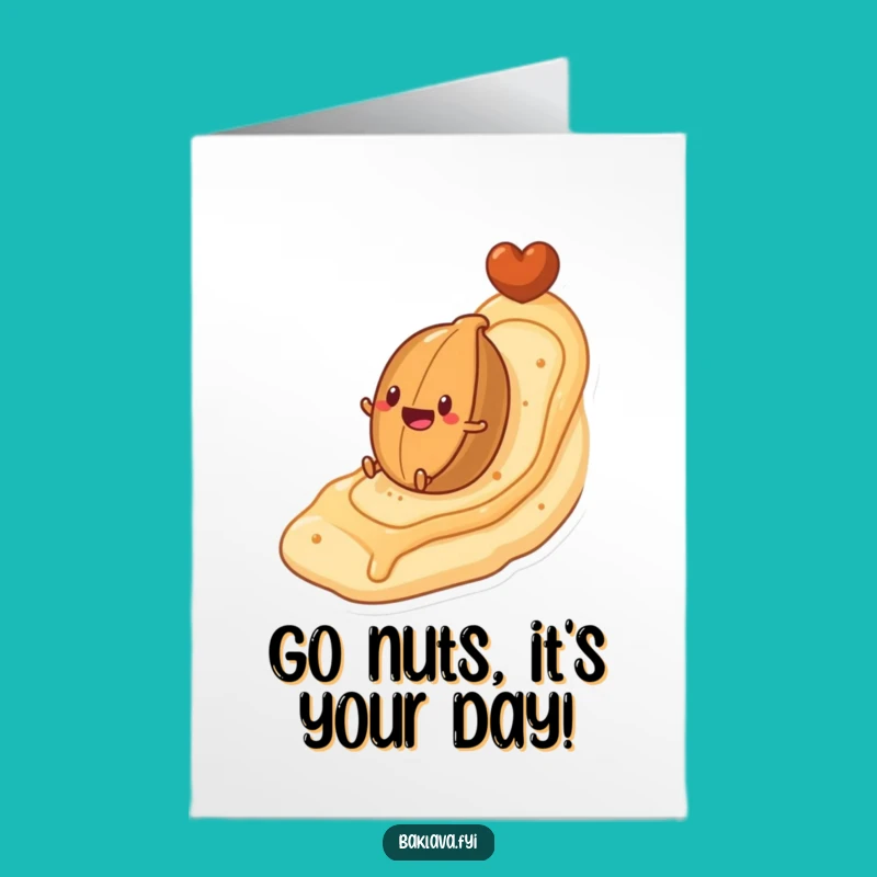 Funny Free Printable Birthday Card: Nut Rolling Down Pastry Hill, Downloadable Gift