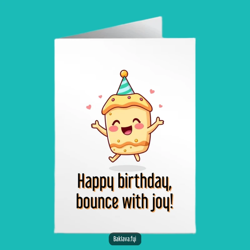 Free Printable Birthday Card: Bouncing Baklava Party Hat for Joyful Celebrations