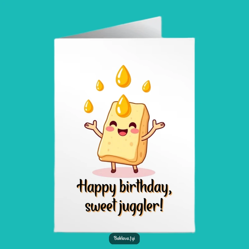 Free Printable Juggling Baklava Birthday Card - Funny Dessert Gift!
