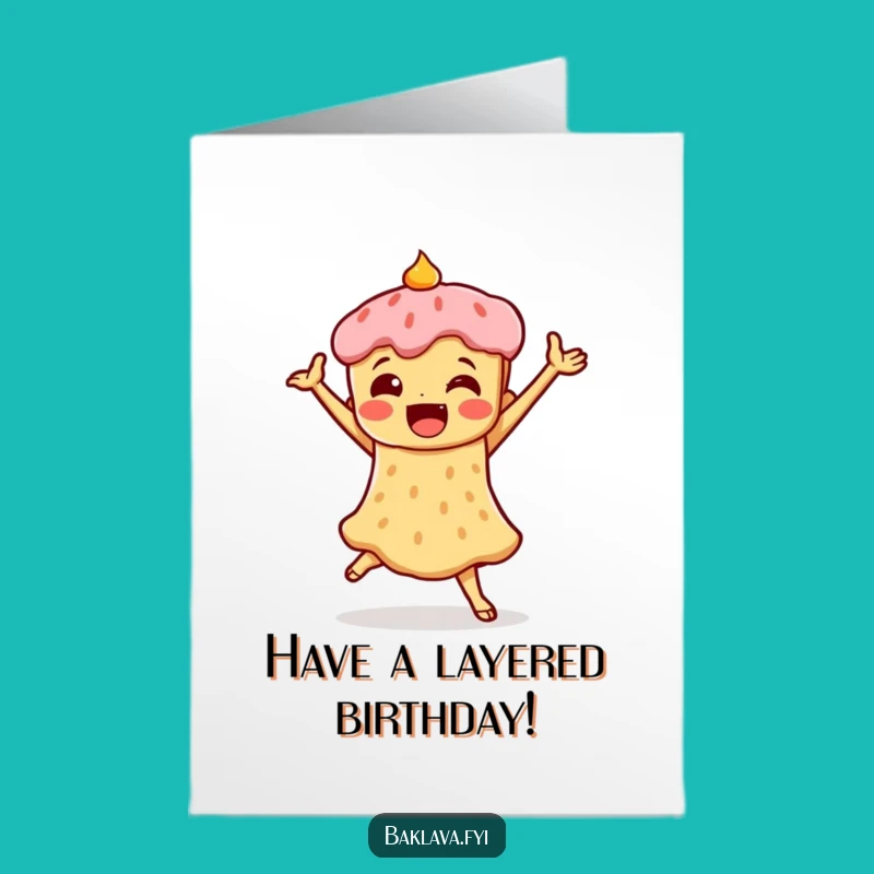 Funny Free Printable Birthday Card: Baklava Dancing, Downloadable Gift for Celebration