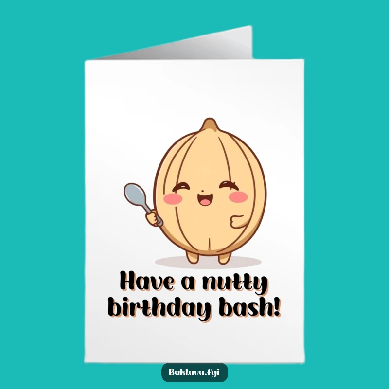 Free Printable Walnut Birthday Card: Funny Winking Dessert Downloadable Gift