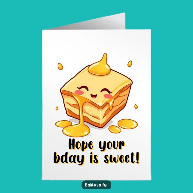 Free Printable Funny Baklava Birthday Card - Juggling Honey Pastry Downloadable Gift