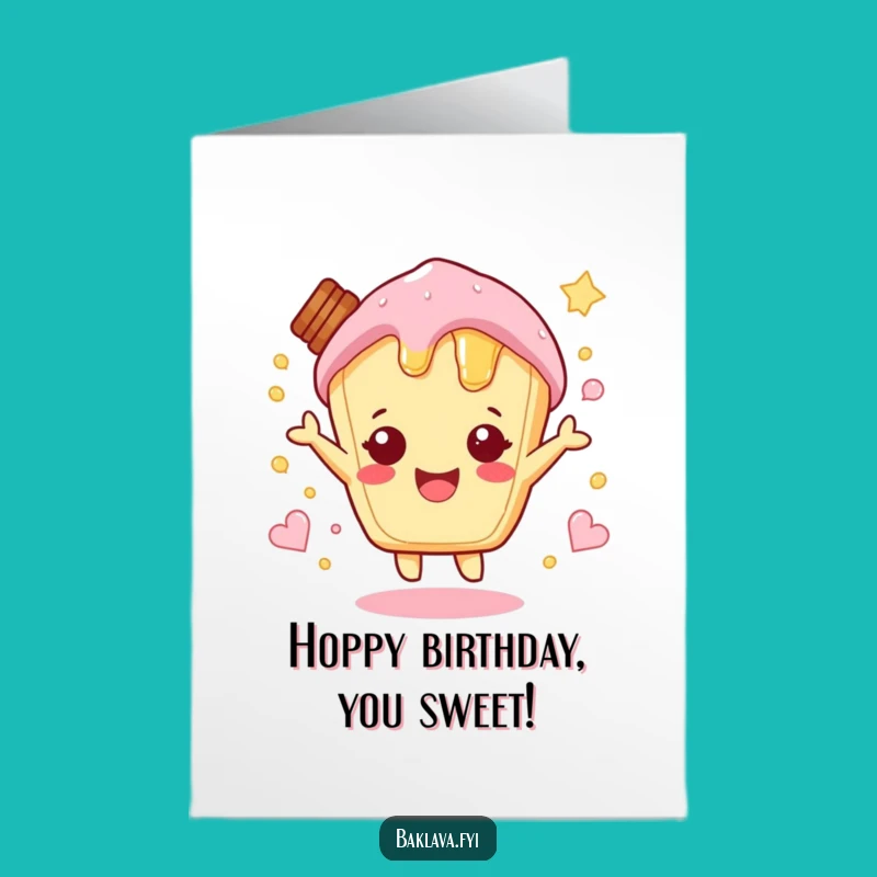 Free Printable Honey Pastry Birthday Card - Hopping Excitement Downloadable Gift