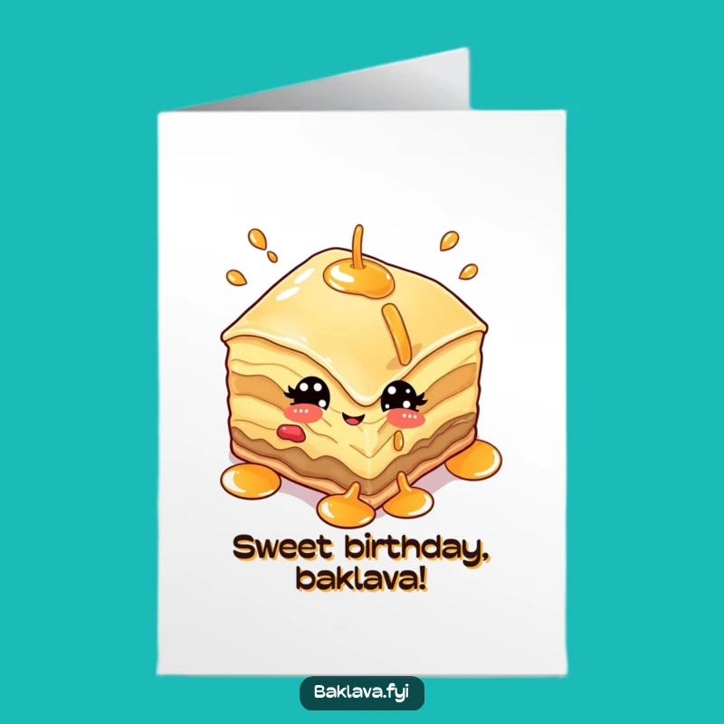 Free Printable Funny Baklava Birthday Card: Juggling Syrup for DIY Gift Fun