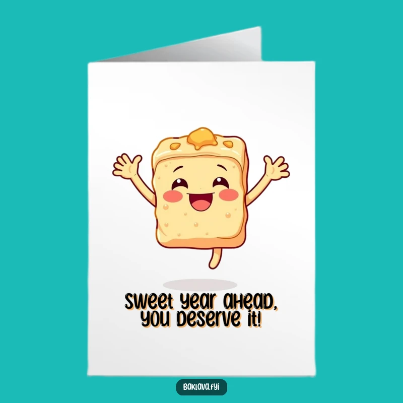 Free Printable Baklava Birthday Card - Funny Leaping Dessert Downloadable Gift