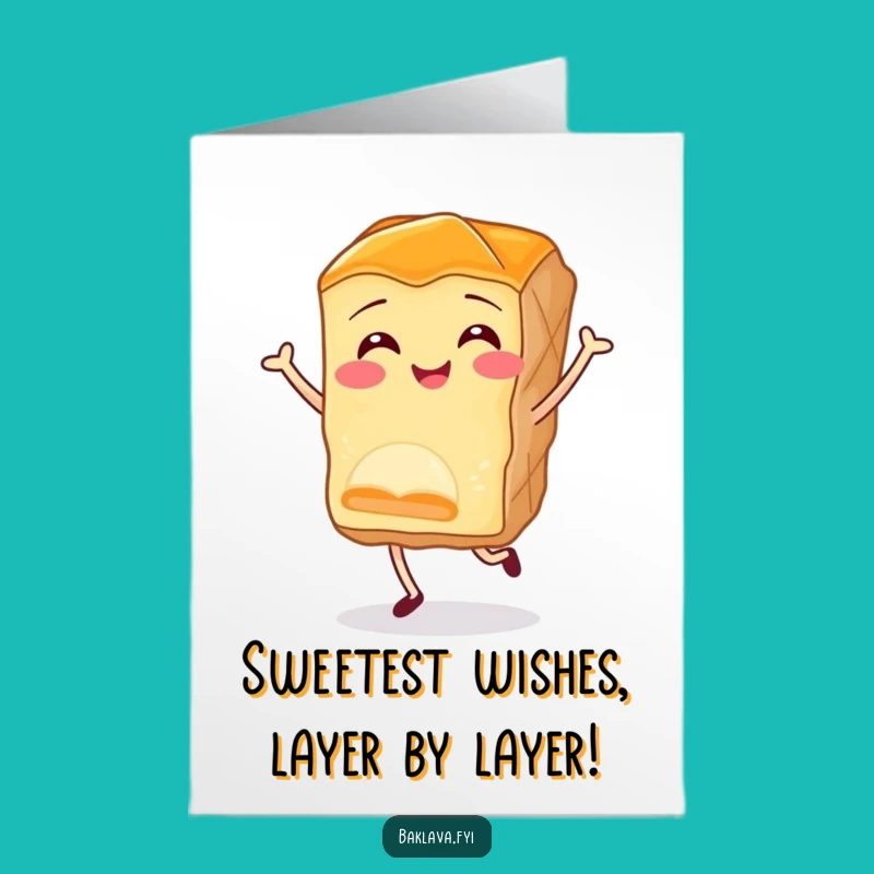 Free Printable Baklava Birthday Card: Funny Jigging Dessert Downloadable Gift