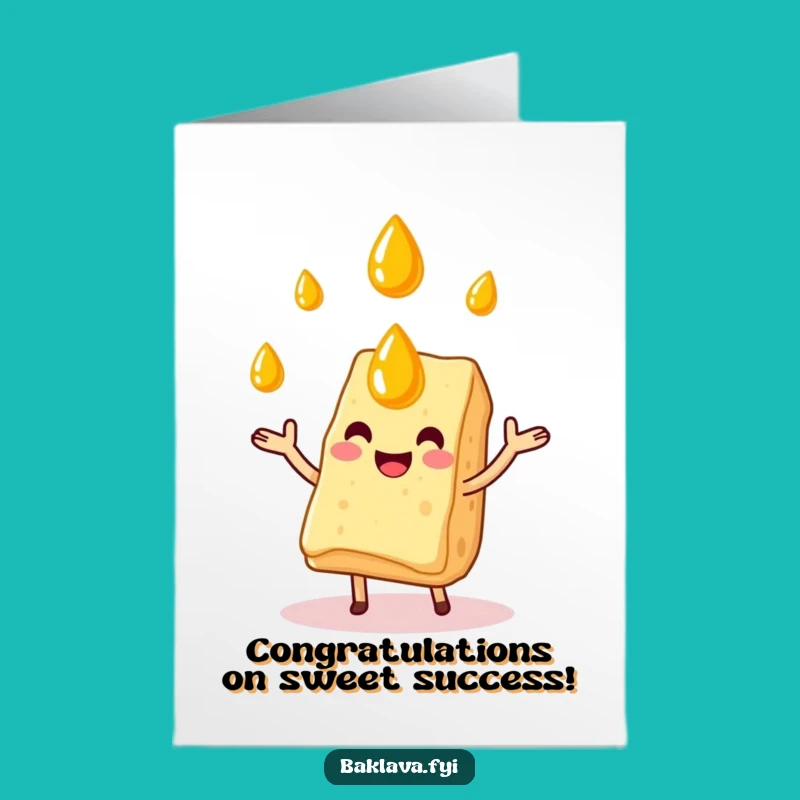 Free Printable Juggling Baklava Congrats Card - Humorous Dessert Downloadable!