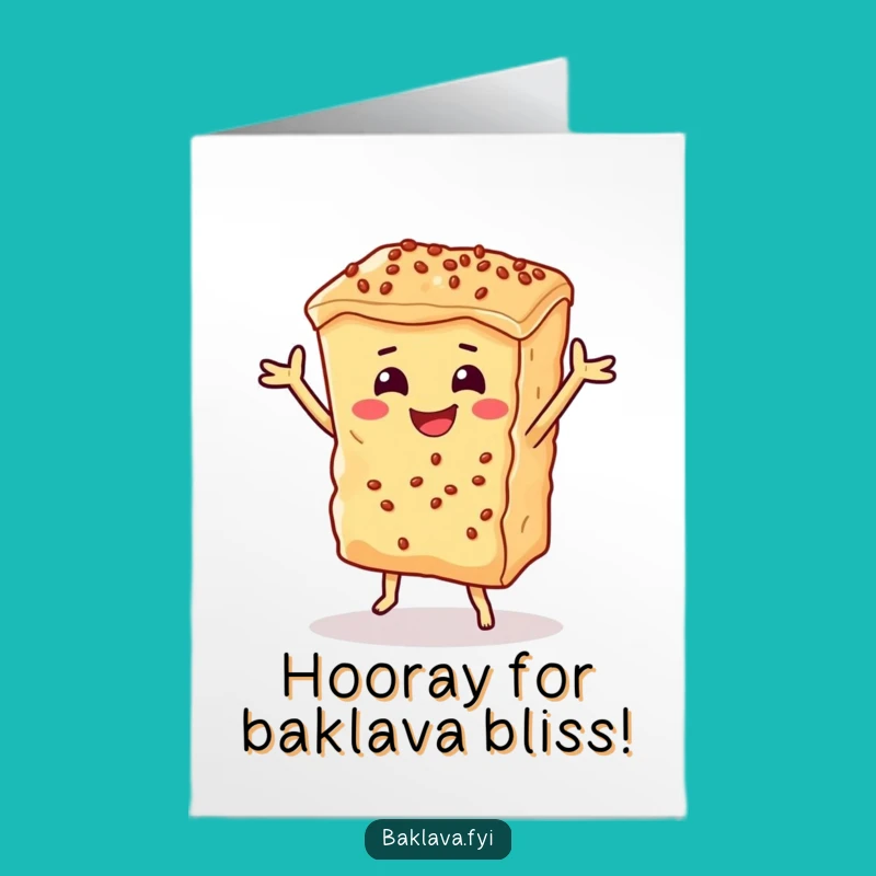 Free Printable Baklava Card: Funny Dancing Dessert Congrats Downloadable Gift