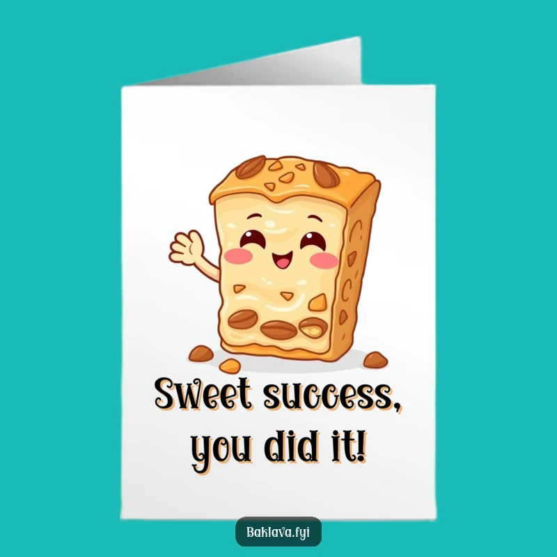 Free Printable Baklava Congratulations Card: Nutty Friend Waving Hello Funny Downloadable Gift