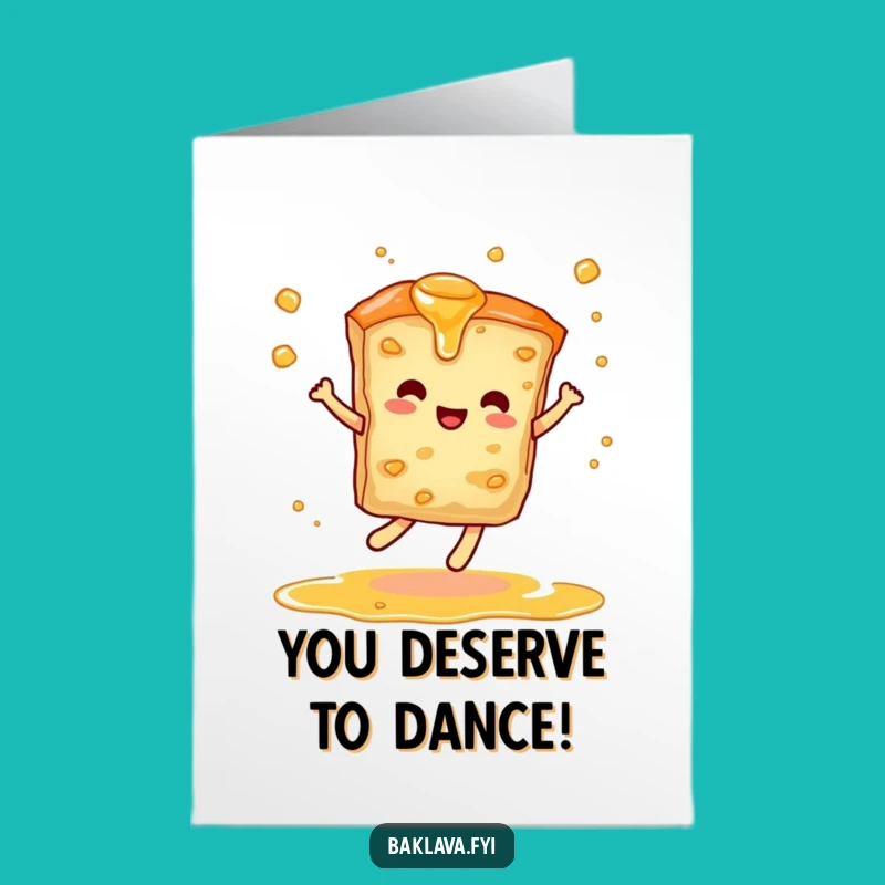 Free Printable Congrats Card: Dancing Baklava - Syrupy Celebration Downloadable Gift