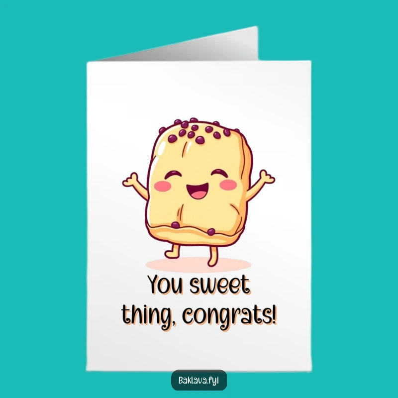 Free Printable Funny Baklava Congrats Card - Dancing Pastry Downloadable for Any Win!