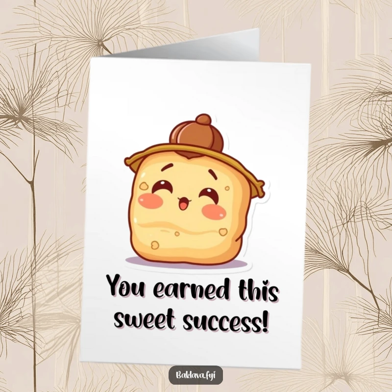 Funny Free Printable Congratulations Card: A shocked baklava with a walnut hat tilting its head in disbelief.