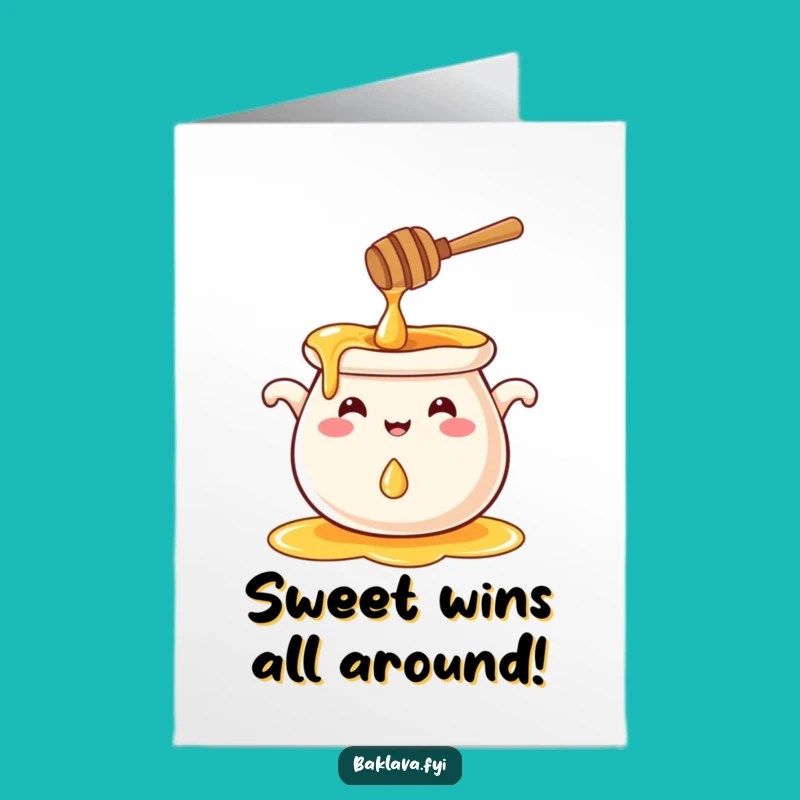 Free Printable Funny Honey Pot Card: Sweet Congrats Splash Downloadable