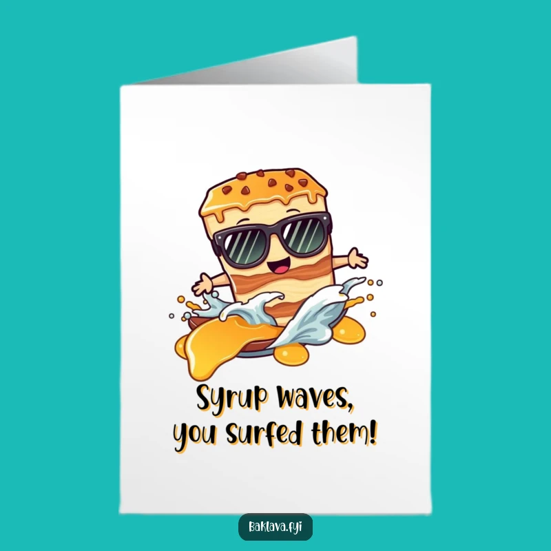 Free Printable Congrats Card: Surfing Baklava for Your Sweetest Victories