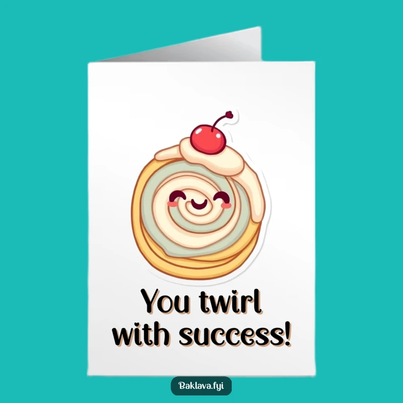Free Printable Pastry Congratulations Card - Twirling Cherry Funny Downloadable