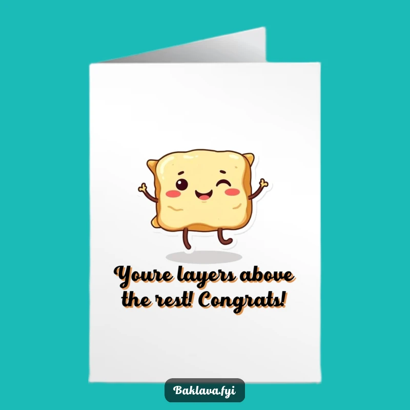 Free Printable Congrats Card: Dancing Baklava Celebration, Downloadable Joy