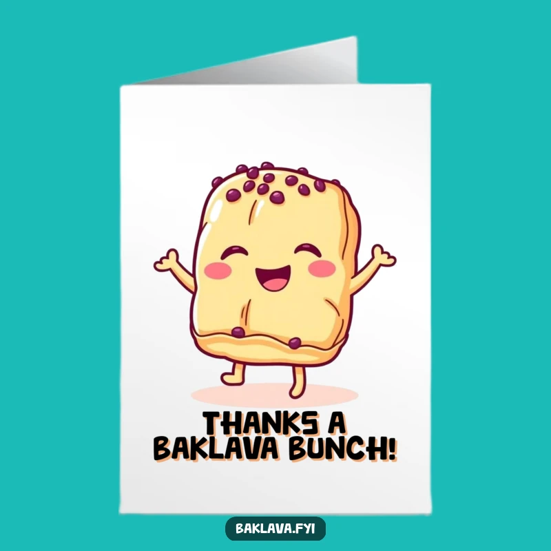 Free Printable Funny Baklava Thank You Card - Sweet Dancing Pastry Downloadable Gratitude