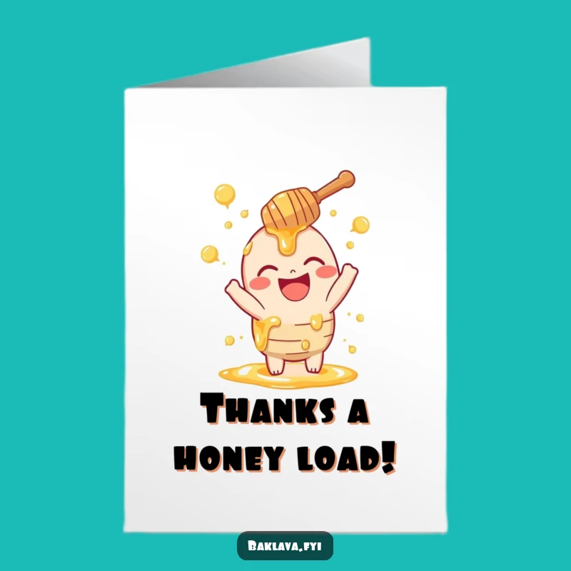 Free Printable Honey Dipper Thank You Card: Funny Swirling Dessert Downloadable Gift