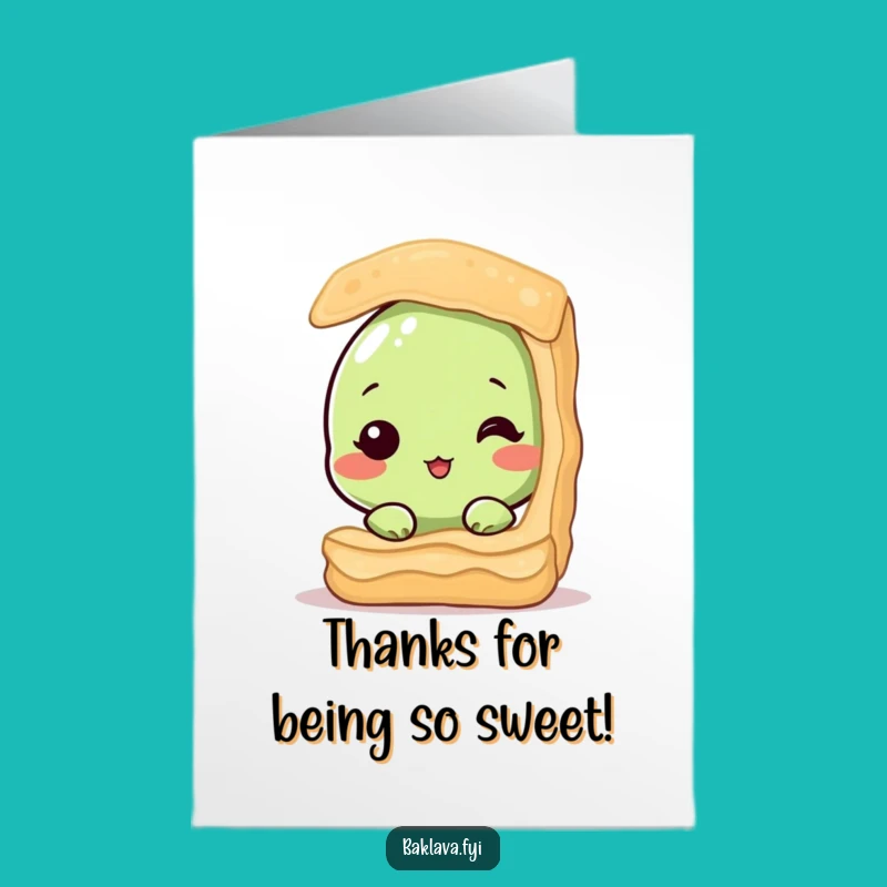 Free Printable Thank You Card: Shy Pistachio Baklava Funny Downloadable