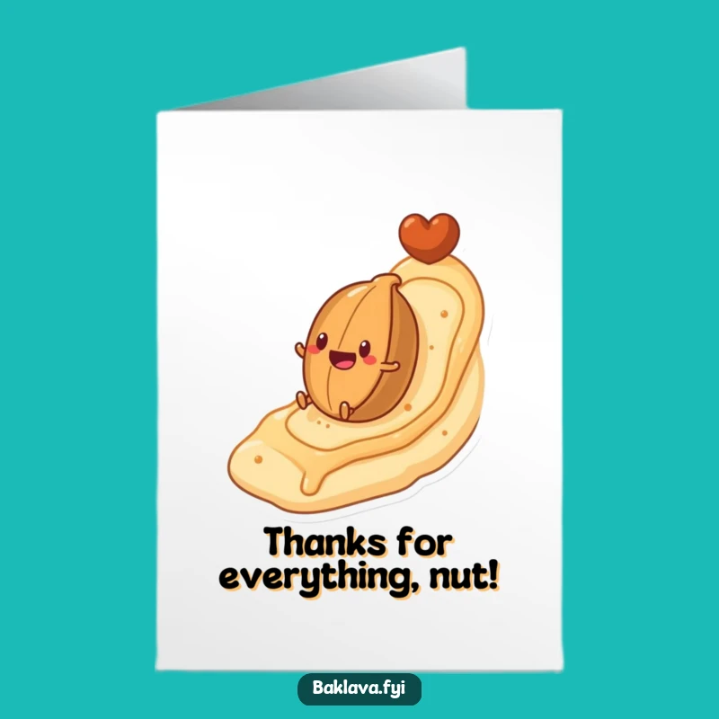 Free Printable Thank You Card: Nut Rolling Down Pastry, Humorous Downloadable Gift