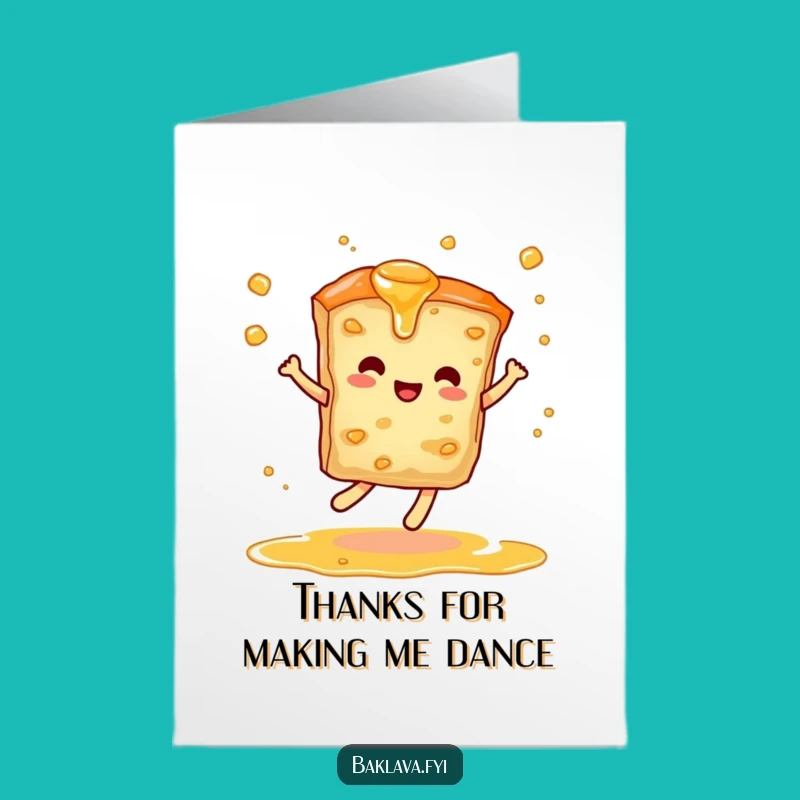 Free Printable Thank You Card: Dancing Baklava - Sweet Syrupy Downloadable Gift