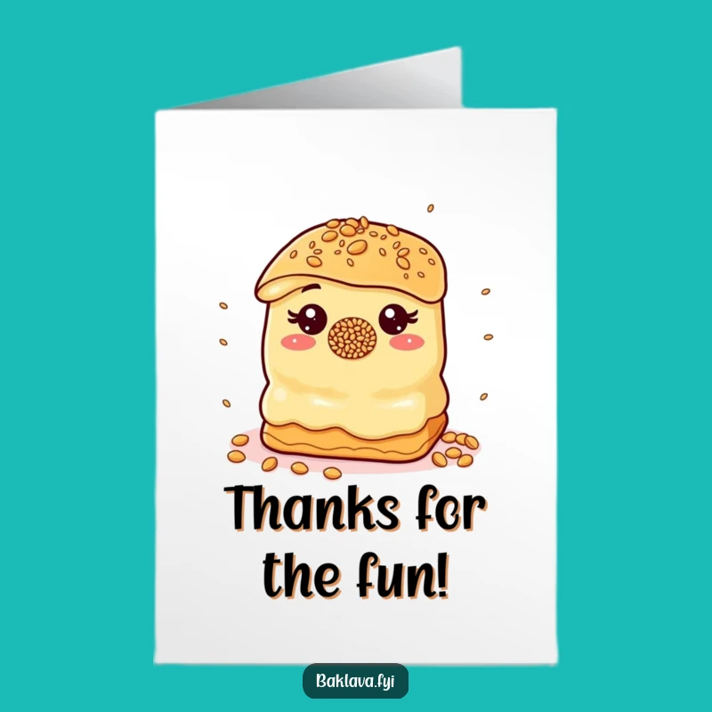 Free Printable Thank You Card: Baklava Juggler, Playful Downloadable Gift!