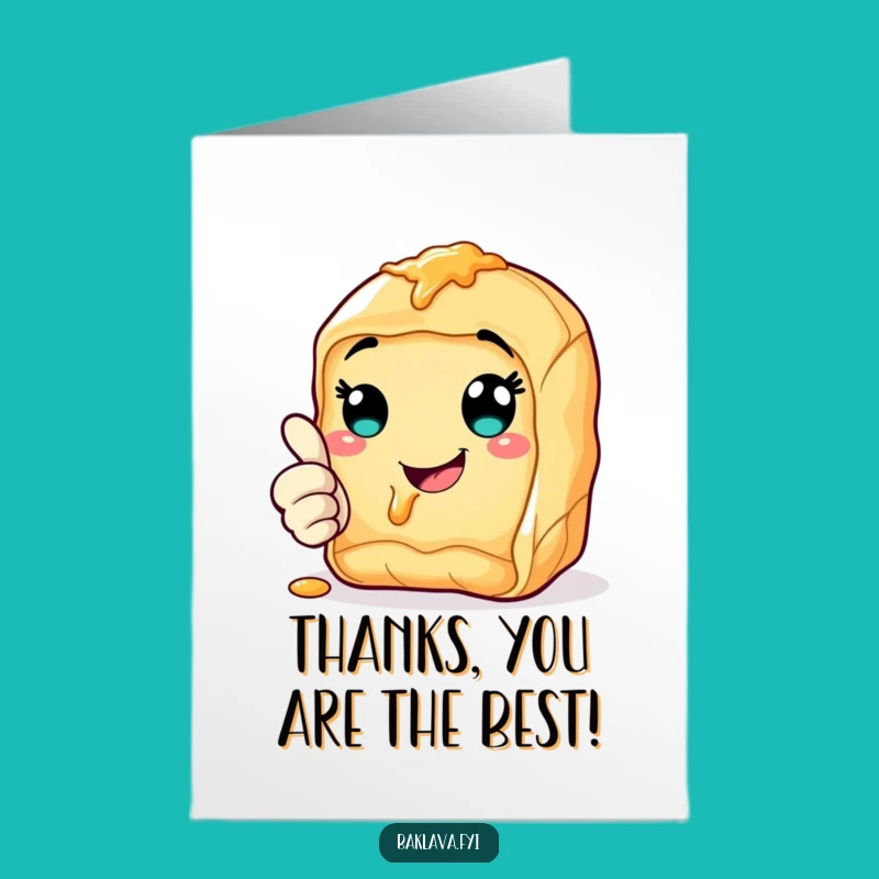 Free Printable Thumbs Up Baklava Thank You Card: Funny Downloadable Gift of Appreciation