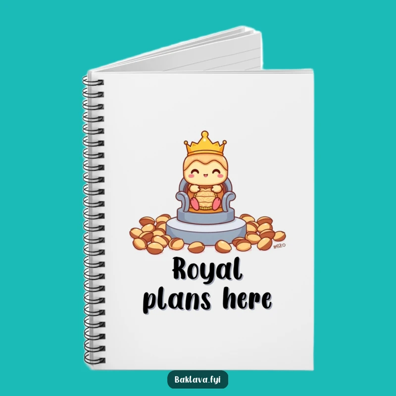 Funny Shy Baklava Crowned Notebook - Regal & Charming Journal