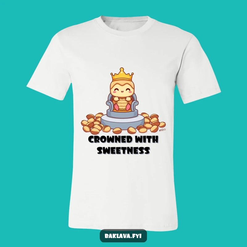 Funny Shy Baklava Crowned T-Shirt - Hilarious Regal Dessert Tee
