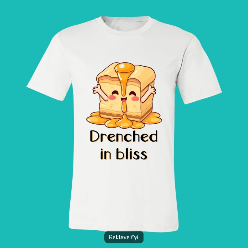 Funny Happy Baklava T-Shirt - Sweet Syrup Waterfall Design, Great Gift