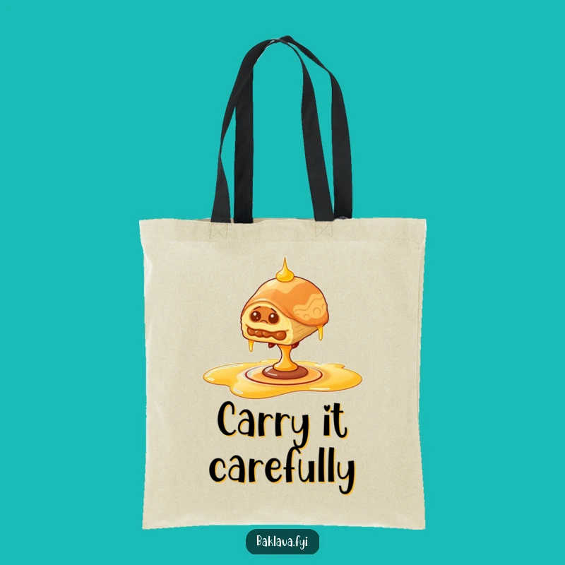 Funny Wobbly Baklava Tote Bag - Honey Drizzle Shopper, Great Gift
