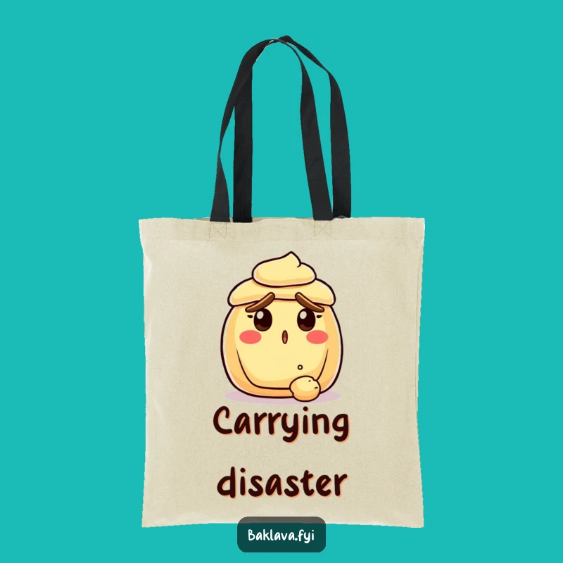 Funny Surprised Pastry Tote Bag - Crumb Drama Humor Carryall