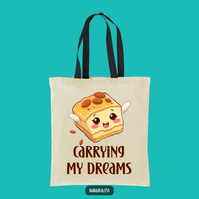 Funny Baklava Tote Bag: Almond Slice Flying Attempt, Carry Hilarious Style Gift
