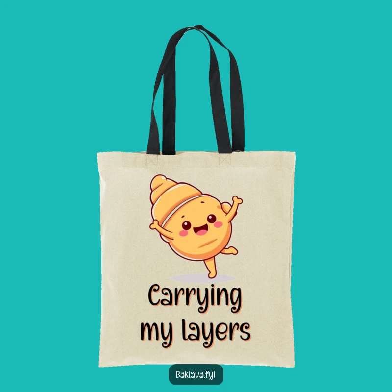 Funny Croissant Cartwheel Tote Bag: Carry Your Breakfast Fun