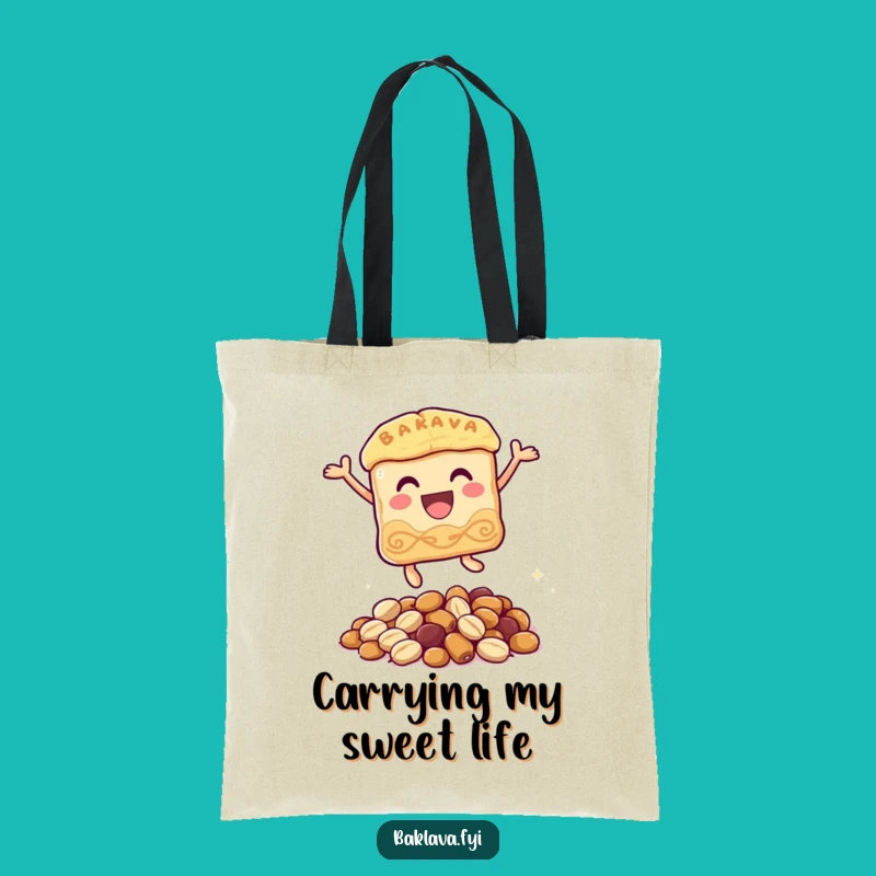 Funny Baklava Tote Bag: Carry Your Laughs with this Pastry Leaping Design